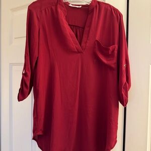 Lush Elegant Burgubdy Red Women's Tunic Blouse Size XS